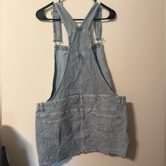 American Eagle Outfitters Light Gray Denim Overalls - Picture 2 of 6